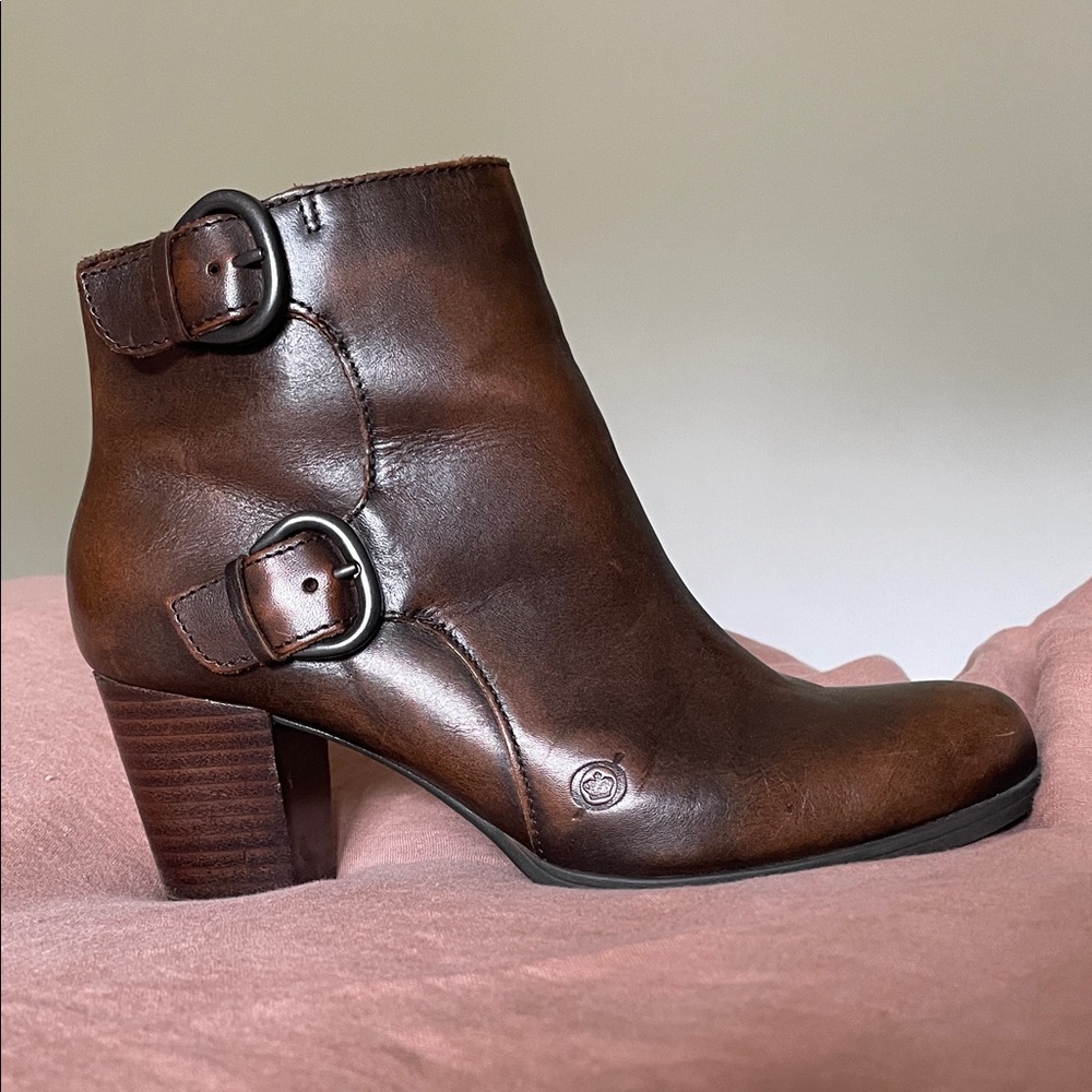 Born Dark Brown Leather Ankle Booties